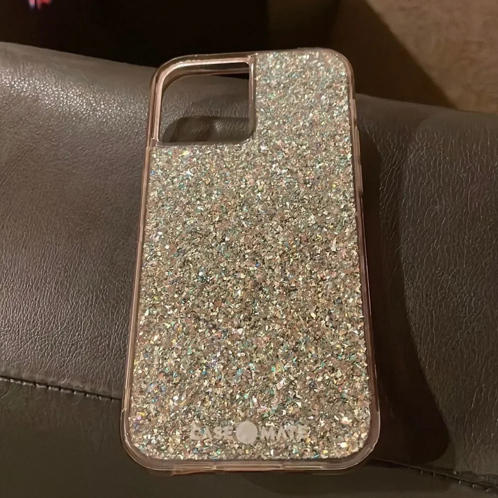 I phone Case Mate 12 silver glittery phone case